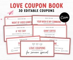 love coupon book for valentine's day with the text overlaying it