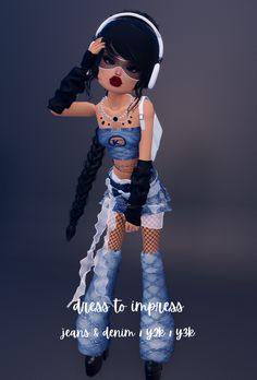 outfit can be used for many diff themes !! #dti #dresstoimpress Di Jeans And Denim Outfit, Dti Outfits Ideas Street Wear, Denim Dti Outfits, Dti Outfit Jeans And Denim Theme, Dress To Impress Roblox Game Outfits Theme Y2k, Dti Theme Me Right Now, Trendy Dti Outfits Theme, New Jeans Dress To Impress, Dti Jeans Denim