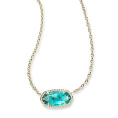 From Kendra Scott, the popular Elisa necklace is now available in a striking London Blue colorway. The small, signature KS oval shaped stone in this style has a translucent blue hue that is perfect for wearing everyday. Wear this necklace alone or pair with longer styles to update your look! This chic style is also perfect for gift giving, as the London blue colored glass is a perfect representation of December's birthstone. This necklace is 14k gold-plated over brass and 15 inches in length wit Blue Kendra Scott, Elisa Pendant Necklace, Kendra Scott Necklace Elisa, Clear Necklace, Clear Crystal Necklace, Kendra Scott Elisa, Preppy Jewelry, Kendra Scott Necklace, Jewelry Accessories Ideas