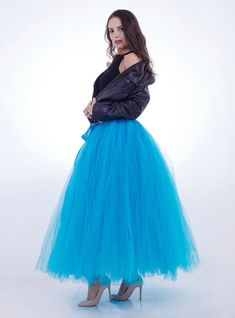 Women Blue Tulle Long Tutu Skirt Blue Tutu Skirt, Long Tutu Skirt, Running Tutu, Cocktail Rose, Blue Tulle Skirt, Pretty Products, Tutu Skirt Women, Green Tutu, Long Tutu