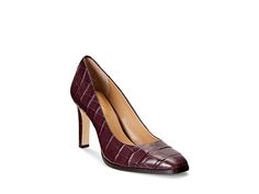 LAUREN Ralph Lauren Camila Pump - Women's Shoes : Garnet : The perfect pump to seamlessly take your look from day to night, the LAUREN Ralph Lauren Camila Pump is distinguished by its contemporary, square-toe silhouette. Crafted from eye-catching crocodile-embossed leather, this sleek style is detailed with an lrl-debossed logo at the heel for a signature lauren ralph lauren finish. Leather upper, lining, and insole. Slip-on construction. Almond-toe silhouette. Synthetic outsole. Stiletto heel. Chic Leather Heels With Crocodile Pattern, Evening Leather Heels With Crocodile Pattern, Chic Crocodile Pattern Heels For Workwear, Chic Crocodile Pattern Heels For Work, Chic Heels With Crocodile Pattern For Work, High Heel Leather Heels With Crocodile Pattern, Leather Heels With Crocodile Pattern For Office, Office Leather Heels With Crocodile Pattern, High Heels With Crocodile Pattern Leather