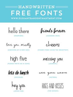 the handwritten font for different types of lettering