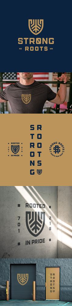 the logo for strong lifting is shown in three different colors and font styles, including gold