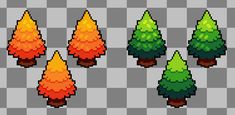 an image of pixellated trees with different colors