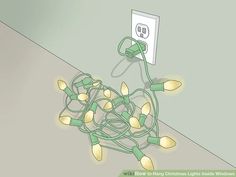 a bunch of christmas lights that are plugged into a light switch