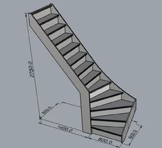 a drawing of a stair case with measurements for the top and bottom steps on it