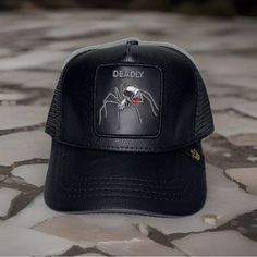 Goorin Bros The Farm Animal Trucker Deadly Spider Araa Black Red Stitching New Condition: New With Tags Patch: Deadly ( Black Widow) Color: Black Araa Negra - Black Widow - New Black Halloween Trucker Hat, Black Snapback Trucker Hat For Halloween, Black Snapback Baseball Cap For Halloween, Halloween Black Snapback Baseball Cap, Black Halloween Snapback Baseball Cap, Black Adjustable Baseball Cap For Halloween, Goorin Bros, Snap Back, Black Hat