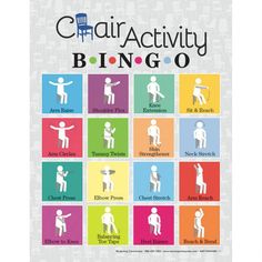 a poster with different types of people and words that say,'chair activity bingo '