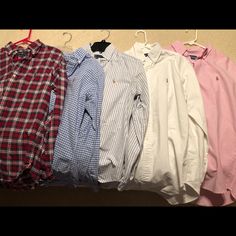 Most Classic Fit. Plaid Look Is Custom Fit. All Worn Only A Few Times Excellent!!! Less Than $23 A Shirt Pd $89+ For Each One. Ralph Lauren Casual Shirt For Business Casual, Ralph Lauren Button-up Tops For Business Casual, Classic Ralph Lauren Long Sleeve Tops, Preppy Ralph Lauren Button-up Tops, White Long Sleeve Ralph Lauren Shirt, Preppy Long Sleeve Buttoned Tops, Ralph Lauren Preppy Button-up Shirt, Ralph Lauren Button-up Workwear Top, Ralph Lauren Button-up Tops For Work