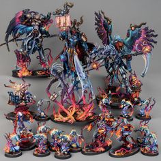 Daemons of Chaos • Instagram Warhammer Chaos Art, Warhammer Aos Miniatures, Warhammer Color Schemes, Hedonites Of Slaanesh Paint Scheme, Thousand Sons Paint Scheme, Chaos Cultists 40k, Thousand Sons Art, Tzeentch Art, Warhammer Tzeentch