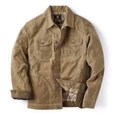 A burly, heavyweight work jacket that’s quilted and flannel-lined for warmth and comfort Filson Jacket, Waxed Canvas Jacket, Wax Man, Flint And Tinder, Barn Jacket, Concept Clothing, Tan Jacket, Sailing Outfit, Wax Jackets