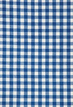 a blue and white gingham checkered shirting fabric, close up photo