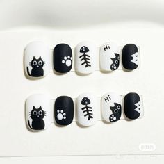 Plant Nail Ideas, Cute Cat Nail Art, Genshin Nails, Anime Nail Art, Make Nail Art, Band Nails