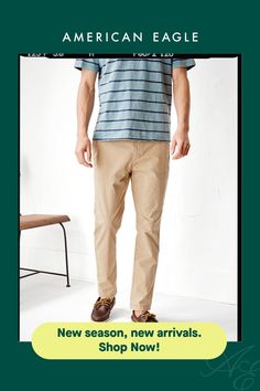 LIVED-IN™ bottoms collection/Flex is durable and designed to give you just enough stretch to move with no problem/Comfortable and never loses its shape/Soft, structured fabric/Garment washed for a lived-in look/These khakis are Real Good: made in a Structured Fabric, No Problem, Recycled Cotton, Vintage Looks, Women's Jeans, American Eagle Outfitters, Khaki Pants, American Eagle, Women Jeans