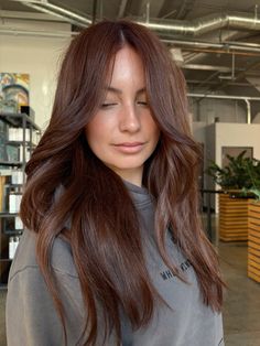 Copper auburn hair #copper #auburn #copperhaircolor #haircolor #hairstylist Amber Colored Hair, Old Money Auburn Hair, Cowboy Copper Brown Hair, Brown Hair With Tint Of Red, Auburn Hair Layers, Copper Tones In Brown Hair, Auburn Dark Hair, Burnt Brown Hair, Cinnamon Auburn Hair Color