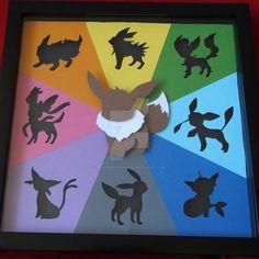 the shadow puppets are cut out and placed in front of a colorful background with silhouettes of different animals