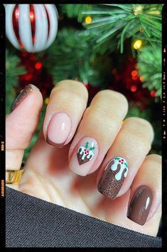 Pudding Nails, Xmas Nail, Festive Nail Designs, Candy Cane Nails, Winter Nails Acrylic