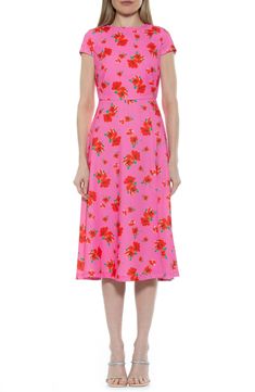 Alexia Admor Lily Thigh Slit Midi Dress | Nordstromrack Fitted Sheath Dress, Pink Dress Casual, Daytime Dresses, Bubble Sleeve, Brings Joy, Vintage Gowns, Pink Midi Dress, Midi Dress With Sleeves, Sleeve Midi Dress