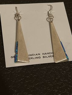 "2\" long" Handmade Opal Drop Earrings, Artisan Long Drop Sterling Silver Earrings, Artisan Silver Opal Jewelry, Elegant Silver Opal Earrings, Artisan Dangle Earrings Stamped 925, Handmade Opal Earrings In Silver, Silver Dangle Opal Earrings, Silver Opal Dangle Earrings, Silver Opal Dangle Jewelry