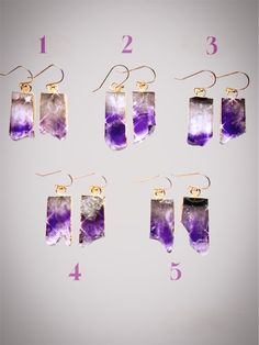 Lavender Earrings With Natural Stones For Gift, Purple Amethyst Earrings For Pierced Ears, Purple Amethyst Jewelry For Pierced Ears, Nickel-free Amethyst Earrings For Healing, Lavender Amethyst Earrings With Natural Stones, Purple Amethyst Spiritual Earrings, Spiritual Amethyst Purple Earrings, Spiritual Purple Amethyst Earrings, Purple Crystal Gemstone Drop Earrings