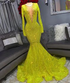 Sparkly Prom Dresses Long, Prom Dresses Long Sleeve, Sparkly Prom Dresses, Formal Occasion Dress, Prom Dresses Yellow, Elegant Dresses Classy, Sequin Appliques, Prom Dress Inspiration, Lace Evening Dresses