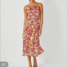 Size 8, Beautiful Dress. Never Worn But I Must Have Removed The Tag At Some Point. Spring Batik Print Flowy Dress, Flowy Batik Print Dresses For Spring, Casual Silk Maxi Dress With Floral Print, Casual Silk Midi Dress For Brunch, Casual Silk Midi Beach Dress, Casual Silk Dress With Floral Print, Silk Casual Midi Dress For Beach, Casual Silk Maxi Dress, Casual Batik Print Maxi Dress For Spring