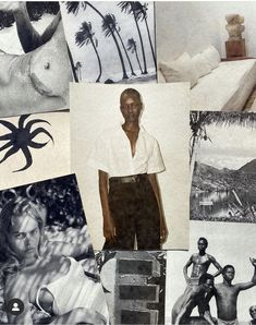 a collage of black and white photos with men