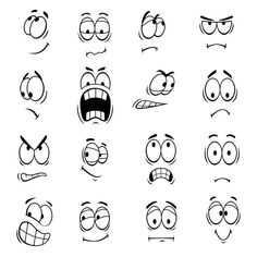 various cartoon faces with different expressions