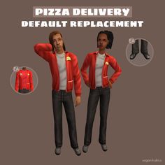 the pizza delivery jacket is red and black