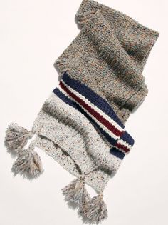 Free People Rugby Stripe Tassel Speckled Scarf Navy and Burgundy. Shipped USPS First Class Package Black Line On Inside Label To Prevent Returns Big Enough To Keep Warm All Winter Get wrapped up in this warm and cozy knit scarf featured in a ribbed, color-blocked design with striped accents and tassels on the trim. Plush style Speckled details Available In Blue Too Measurements 82" Long 14" Wide Mannequin is 6ft tall wearing the scarf. Hand Wash Contents 51% Polyester 46% Acrylic 3% Wool American Flag Scarf, Cowl Neck Scarf, Rugby Stripe, Woolen Scarves, Travel Scarf, Striped Blankets, Cardigan Sweater Coat, Tassel Scarf, Hooded Scarf