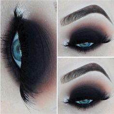 Black  Blue Shadows Maquillage Goth, Painted Mask, Dramatic Smokey Eye, Club Makeup, 2023 Makeup, Eyeshadow Ideas, Glitter Eye Makeup, Makeup Stuff, Emo Makeup