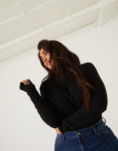 Curve Fitted Turtleneck Top Plus Size Tops -2020AVE Turtleneck Tops For Night Out In Fall, Classic Tops For Fall Layering, Classic Tops For Layering In Fall, Fall Everyday Turtleneck Tops, Fall Tops For Night Out, Black Winter Tops For Everyday Wear, Winter Black Tops For Everyday, Black Everyday Winter Top, Black Tops For Fall Workwear