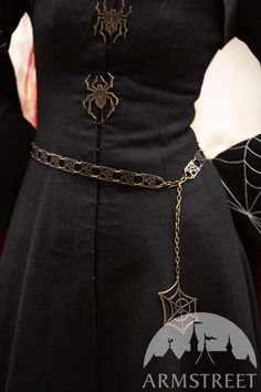 Spider Aesthetic Outfit, Witchy Wardrobe, Raven Costume, Moonless Night, Web Spider, Blackened Brass, Spider Jewelry, Web Patterns, Brass Belt