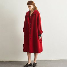 100% quality wool is crafted into this midi-length coat with a single-breasted closure. Spread lapels Concealed button closure Waist belt Cuff buckle belt detail 100% Wool Dry Clean Item #4002 SIZE INFO XS=US2=UK6=EU32 S=US4-6=UK8-10=EU34-36 M=US8-10=UK12-14=EU38-40 L=US12-14=UK16-18=EU42-44 XL=US16-18=UK20-22=EU46-48 ★★Please tell me your Height and Weight, and I will make sure you choose the right size. Classic Wool Coat With Belted Cuffs For Office, Office Wool Coat With Belted Cuffs And Lapel Collar, Wool Coat With Belted Cuffs, Solid Wool Coat With Belted Cuffs, Long Sleeve Wool Coat With Belted Cuffs, Belted Wool Coat For Business, Winter Sweater Coat With Button Cuffs For Work, Winter Wool Coat With Belted Cuffs, Winter Wool Coat With Belted Cuffs For Work