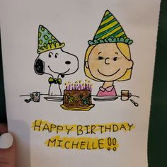 a snoopy card that I made for my friend Michelle for her birthday 😁❤️🎂 Snoopy Birthday Cards, Snoopy Bday, Snoopy Card, Happy Birthday Michelle, Easy Birthday Gifts, Snoopy Birthday, Birthday Cards For Mom, Bday Cards, For My Friend