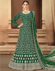 Subhanallah Green Anarkali style Anarkali Semi-Stitched Suits 👗. Shop latest Embroidered salwar kameez which are made up from best quality fabrics with latest styles from our large collections at arabicattire.com Shop Now : https://bit.ly/3TN8IBW Buy online @ $127.95 #anarkali #fashion #dresses #onlineshopping #ethnicwear #anarkalisuits #muslimwears #eid #ramdan #islam #onlineshop #arabiaattire #salwarkameez #Trending #instagram #twitter Net Anarkali Dresses, Anarkali Lehenga Gowns, Green Anarkali, Floor Length Anarkali, Long Anarkali, Anarkali Lehenga, Gown Suit, Salwar Kamiz, Designer Anarkali