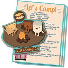 a camp brochure is shown with an image of some animals around the campfire