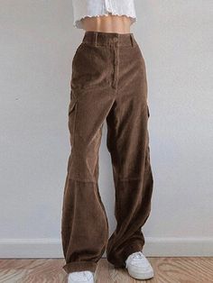 ⚡️Buy Vintage Corduroy Baggy Pants Brown L under $39.00 in Wide Leg Pants Online. Style: Casual. Color: Brown,Beige,Green,Red. Main Material: Polyester. Fit Type: Loose fit. Design: Button Zip Closure, High Waist. ✓Free Shipping on all orders over US$69. Corduroy Baggy Pants, Vintage Corduroy, Jean Vintage, Pants Brown, Bodycon Floral Dress, Brown Pants, Baggy Pants, Baggy Pant, Pantalon Large