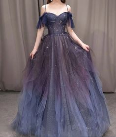 Off The Shoulder Navy Blue Tulle Evening Dress on Luulla Slytherin Moodboard, Stargazy Pie, Fallen Petals, Sparkly Prom Dress, Pretty Prom Dresses