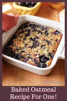 baked oatmeal recipe for one with blueberries and granola on top