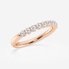 1/2 ctw Round Lab Grown Diamond Prong Set Wedding Band 14K Rose Gold FG, VS2+ Classic Rose Gold Diamond Ring For Marriage, Rose Gold Moissanite Half Eternity Wedding Ring, Classic Rose Gold Wedding Diamond Ring, Rose Gold Prong Setting Wedding Ring, Rose Gold Moissanite Ring With Halo Design, Rose Gold Moissanite Halo Wedding Ring, Rose Gold Wedding Ring With Prong Setting, Rose Gold Round Cut Bridal Sets For Anniversary, Anniversary Rose Gold Round Cut Bridal Sets