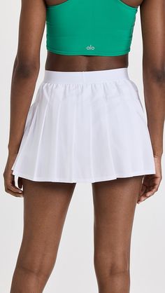 Alo Yoga Varsity Tennis Skirt | Shopbop Tennis Skirt Black, Morning Jog, Online Yoga, Comfy Hoodies, Tennis Skirt, Alo Yoga, White Skirts, New Trends, Bra Tops