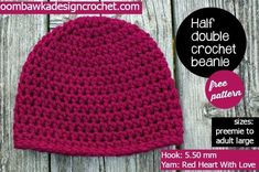 a crocheted hat is shown with the instructions to make it