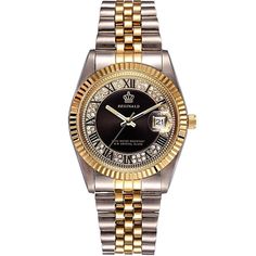 Description: Look great, feel wonderful and sophisticated, wearing this luxuriously beautiful, stylish, and gorgeous gold tone round dial bracelet watch. With this selection of watches, you can always add a splash of elegant bracelet and classy style to your collection of watches! This is an excellent choice of stylish stainless steel watch that comes with a variety of dial color options to choose from, and it is fantastic as a gift for yourself or for your loved ones to wear and enjoy!Details: Stainless Steel Watch Women, Gold And Silver Watch, Latest Watches, Luxury Girl, Elegant Bracelet, Casual Watches, Rhinestone Designs, Women Wrist Watch, Watch Gifts