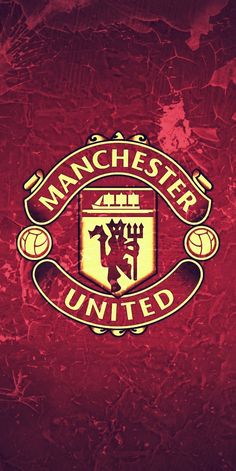 the manchester united logo on a red background