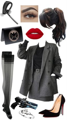 Cute Spy Outfits, Action Movie Outfits Women, Spy Aesthetic Outfit Girl, Shield Agent Oc, Undercover Spy Aesthetic Outfit, Maffia Party Outfit Woman, Spy Outfit Aesthetic, Mafia Theme Outfit, Spy Costume Women