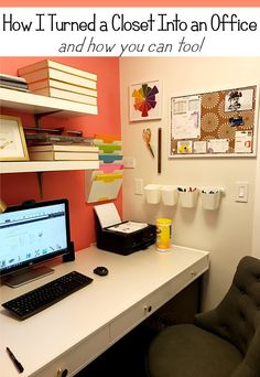 a desk with a computer and printer on it