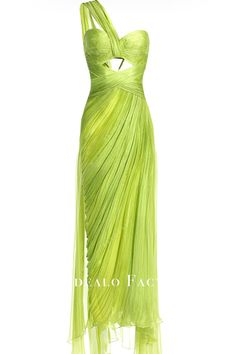 custom one shoulder pleated chiffon prom dress Green Formal Dresses, Tea Length Skirt, One Shoulder Prom Dress, Look Casual Chic, Glitter Dress, Chiffon Prom Dress, Tea Length, Color Light, Prom Dress