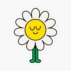 a flower with a smiley face on it's head sticker is sitting in front of a white background