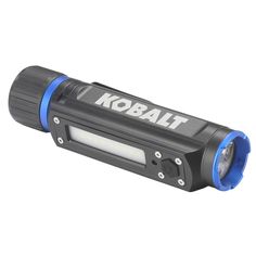 a black and blue flashlight with the word kobalt on it